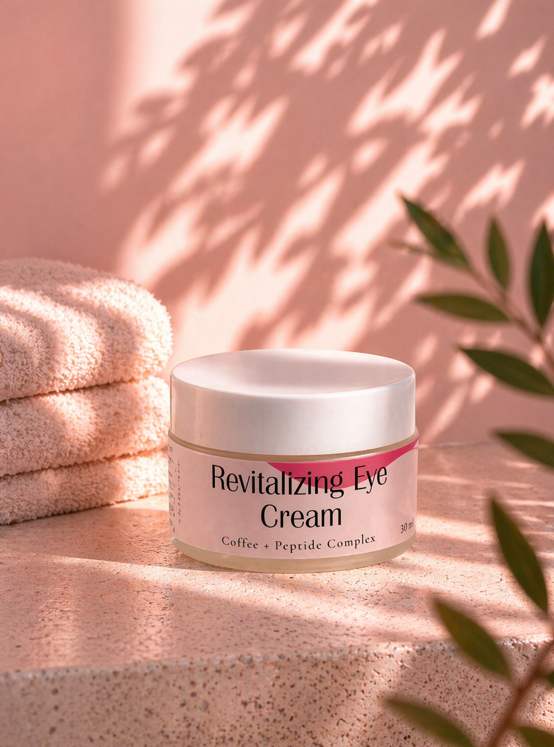 Close-up product shot of the LumoCéa Revitalizing Eye Cream jar, showcasing its elegant packaging design against a clean, minimalist background to highlight the brand's premium skincare aesthetic.
